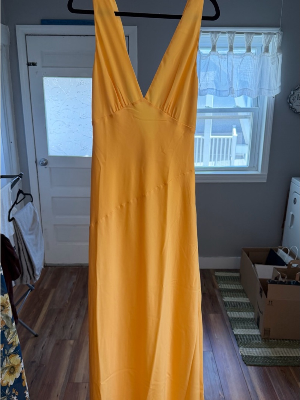 Meshki Golden Yellow Satin Maxi Dress - Picture 5 of 5